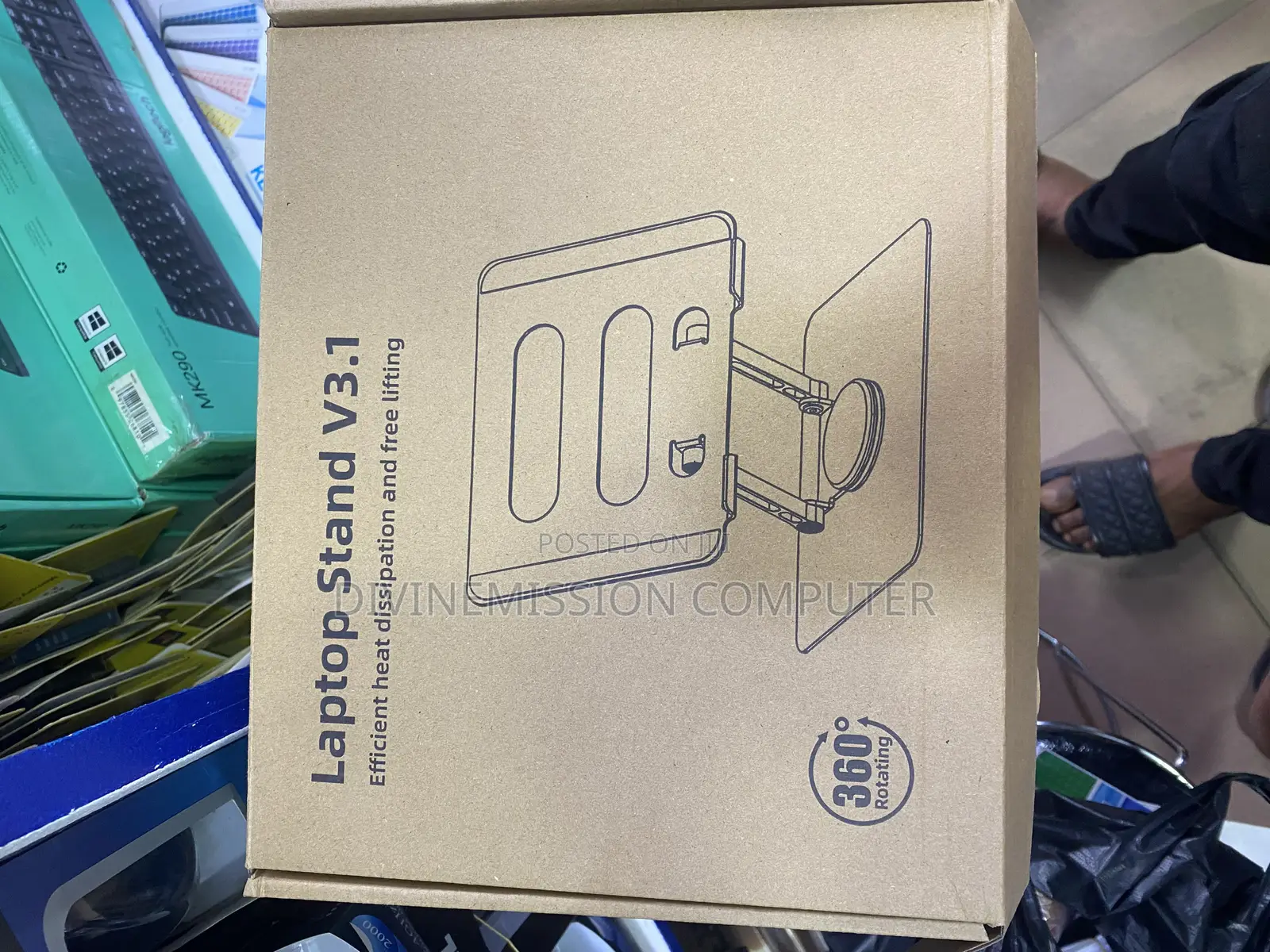 Aluminum Laptop Stand V3.1, It Can Turn 360 Rotation.