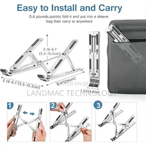 Metal Foldable Adjustable Stand Holder For Laptop Silver