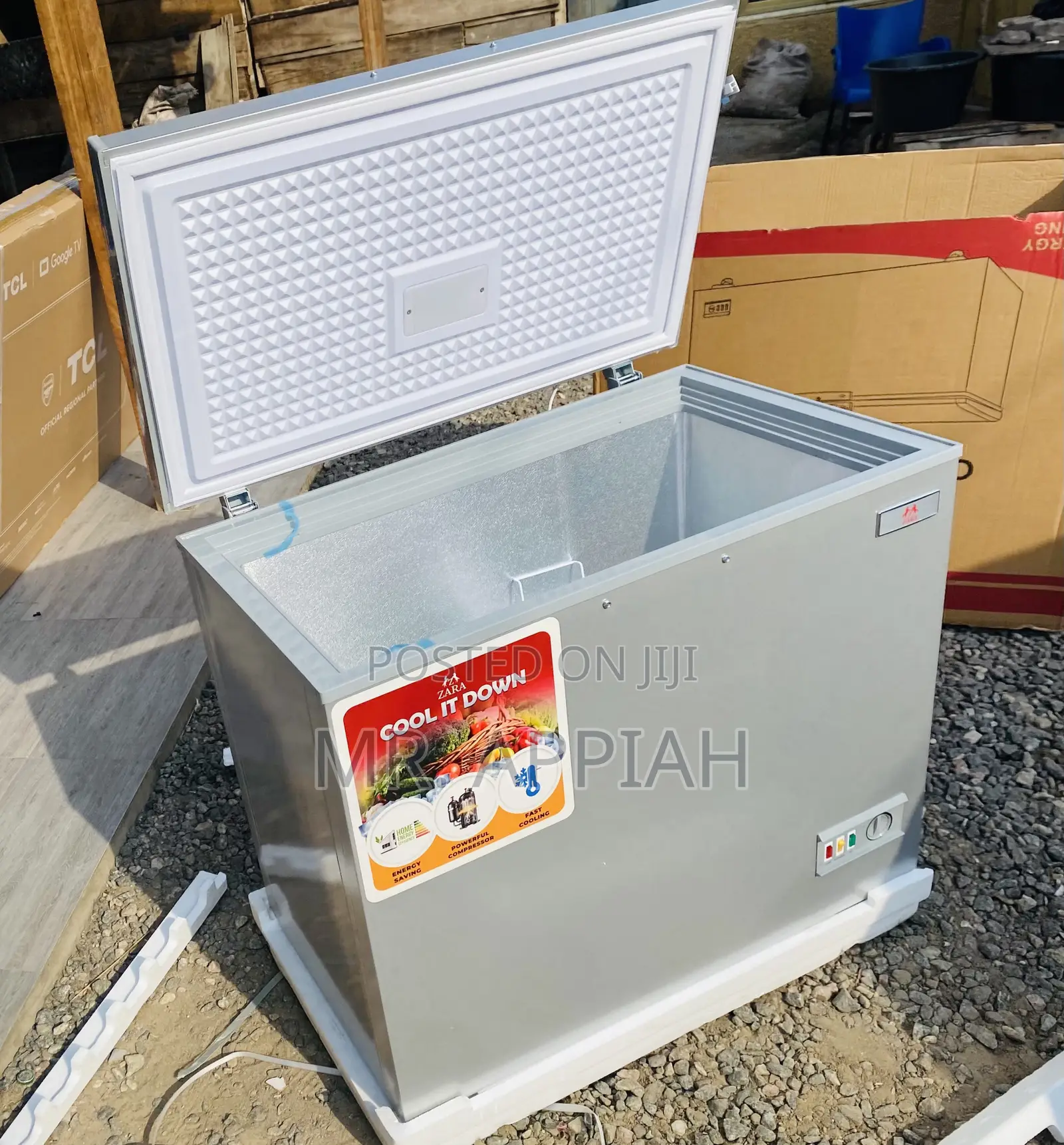 Zara 300FL Single Door Chest Freezer(Gray).