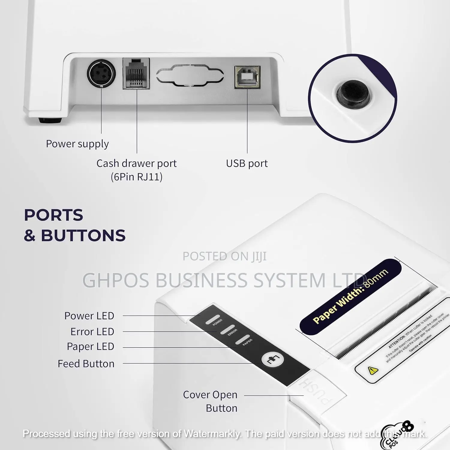 Cloud8pos C8 Receipt Printer Usb Bluetooth