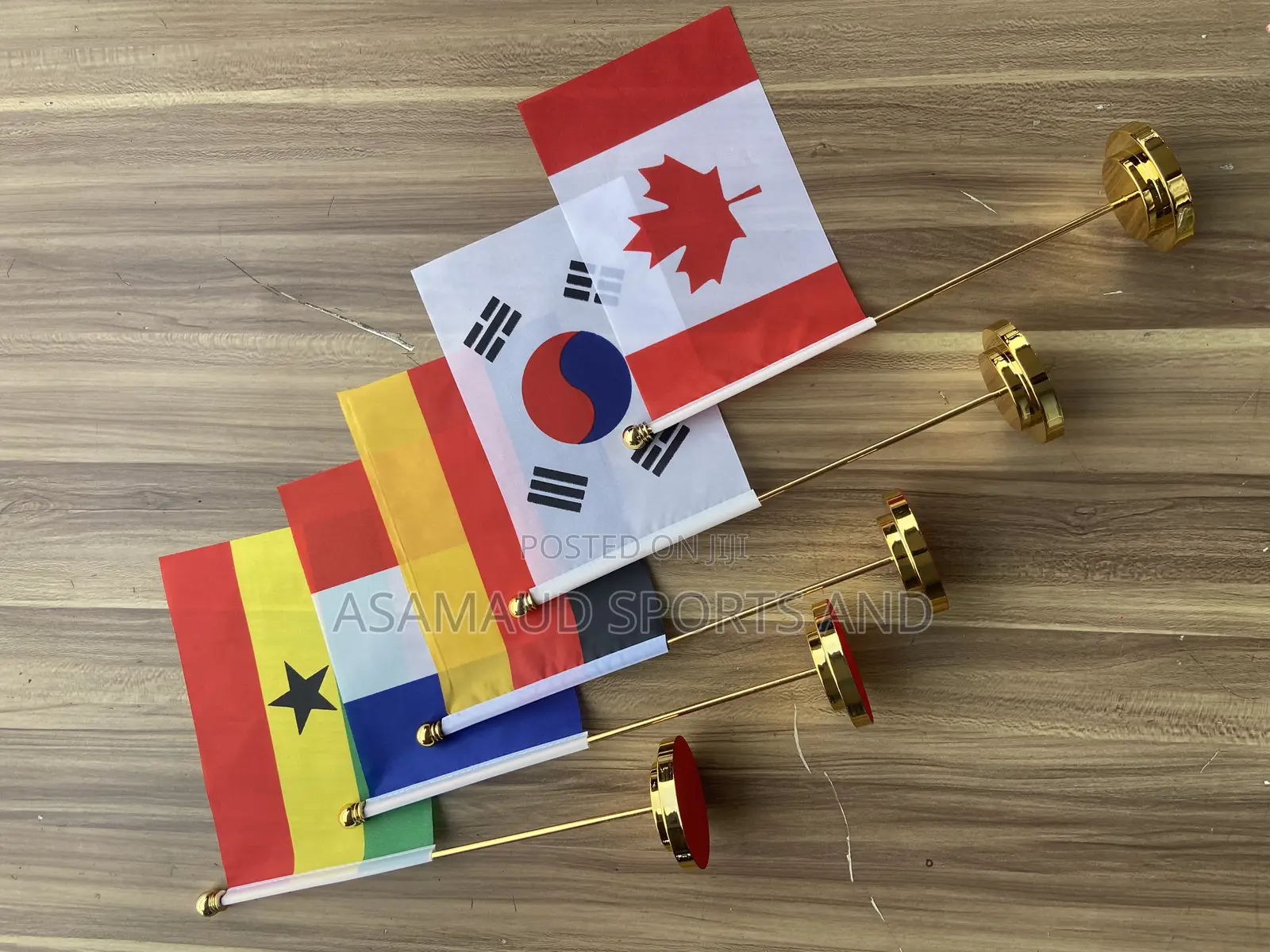 Original Office Desk Top Gold Flag Stand Available