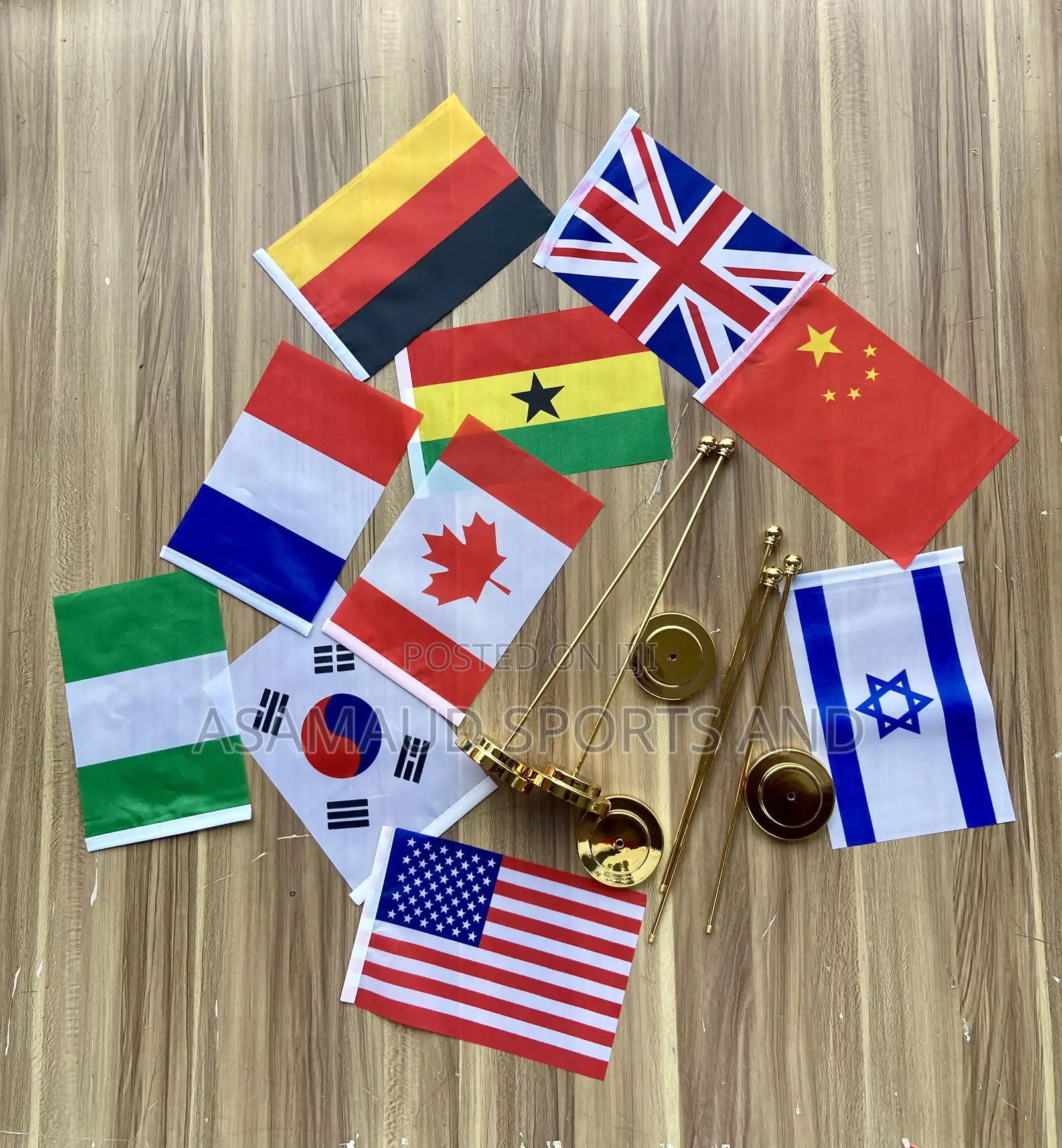 Original Office Desk Top Gold Flag Stand Available