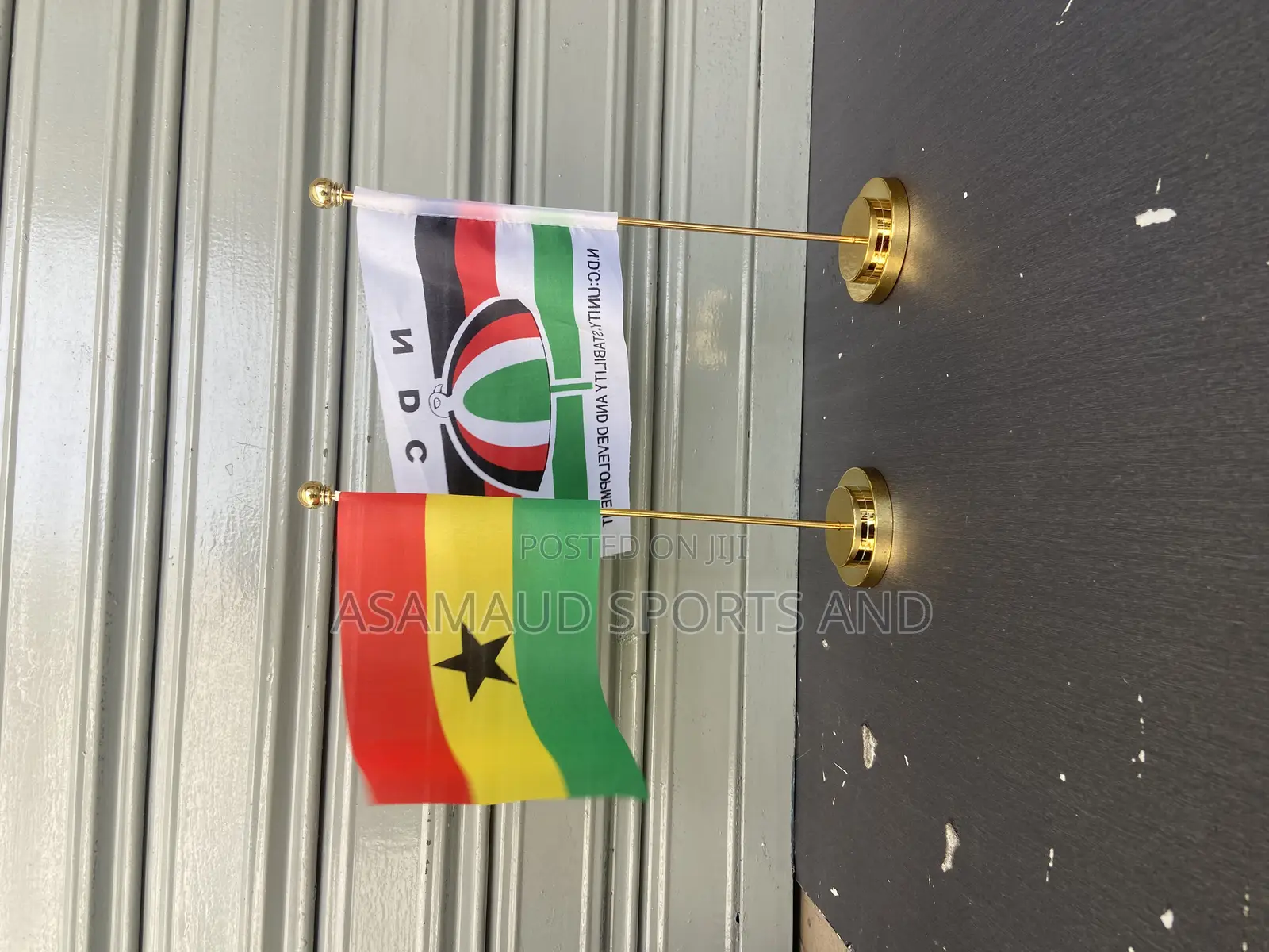 Original Office Desk Top Gold Flag Stand Available
