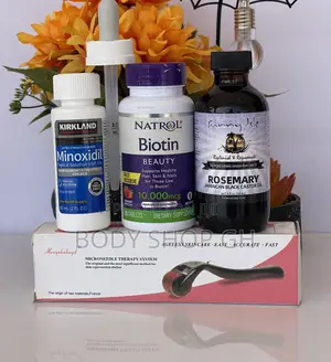 Kirkland Minoxidil + Natrol Biotin +Rosemary Oil +Derma Roll