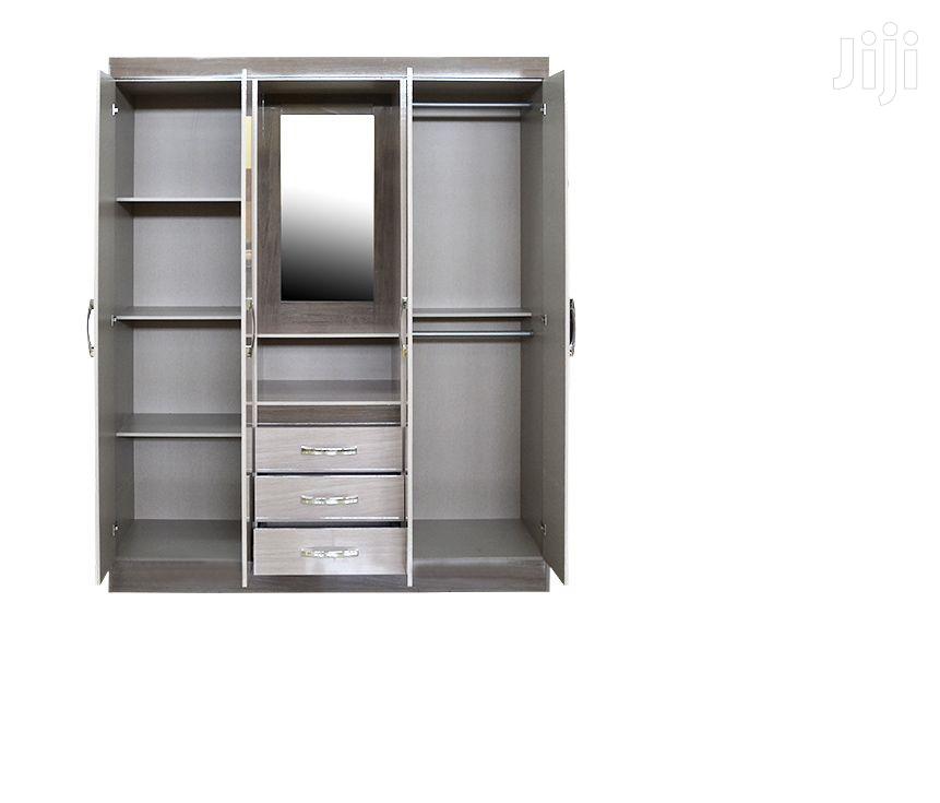 Wooden Wardrobe With Mirror Shelf