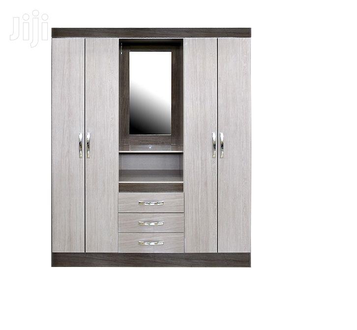 Wooden Wardrobe With Mirror Shelf
