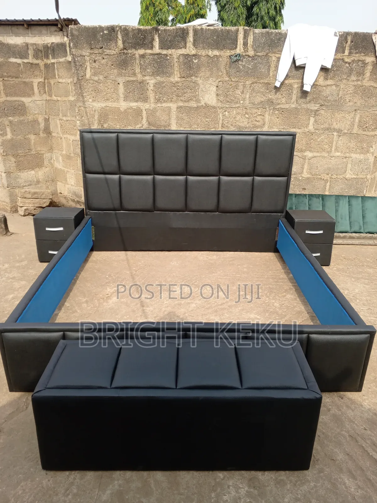 Available Queen Size Bed Frame With Side Drawers and Ottoman