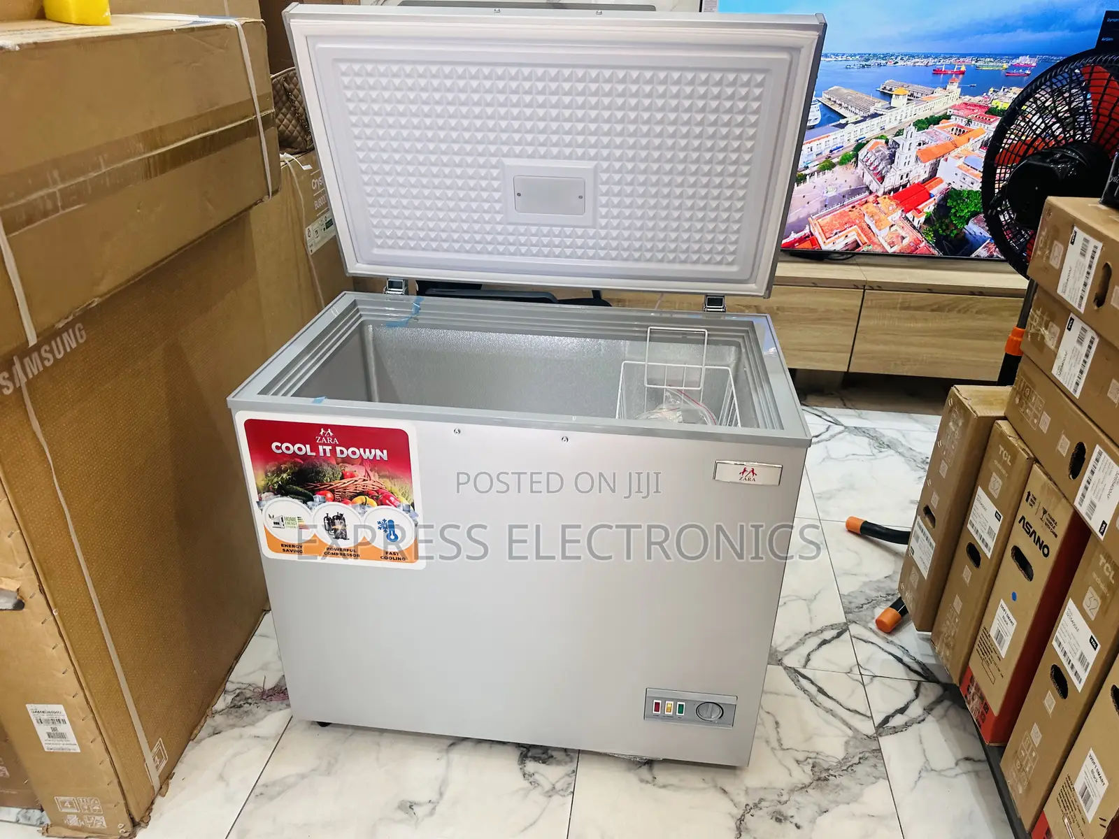 Zara-300fl Single Door Chest Freezer Grey Color 