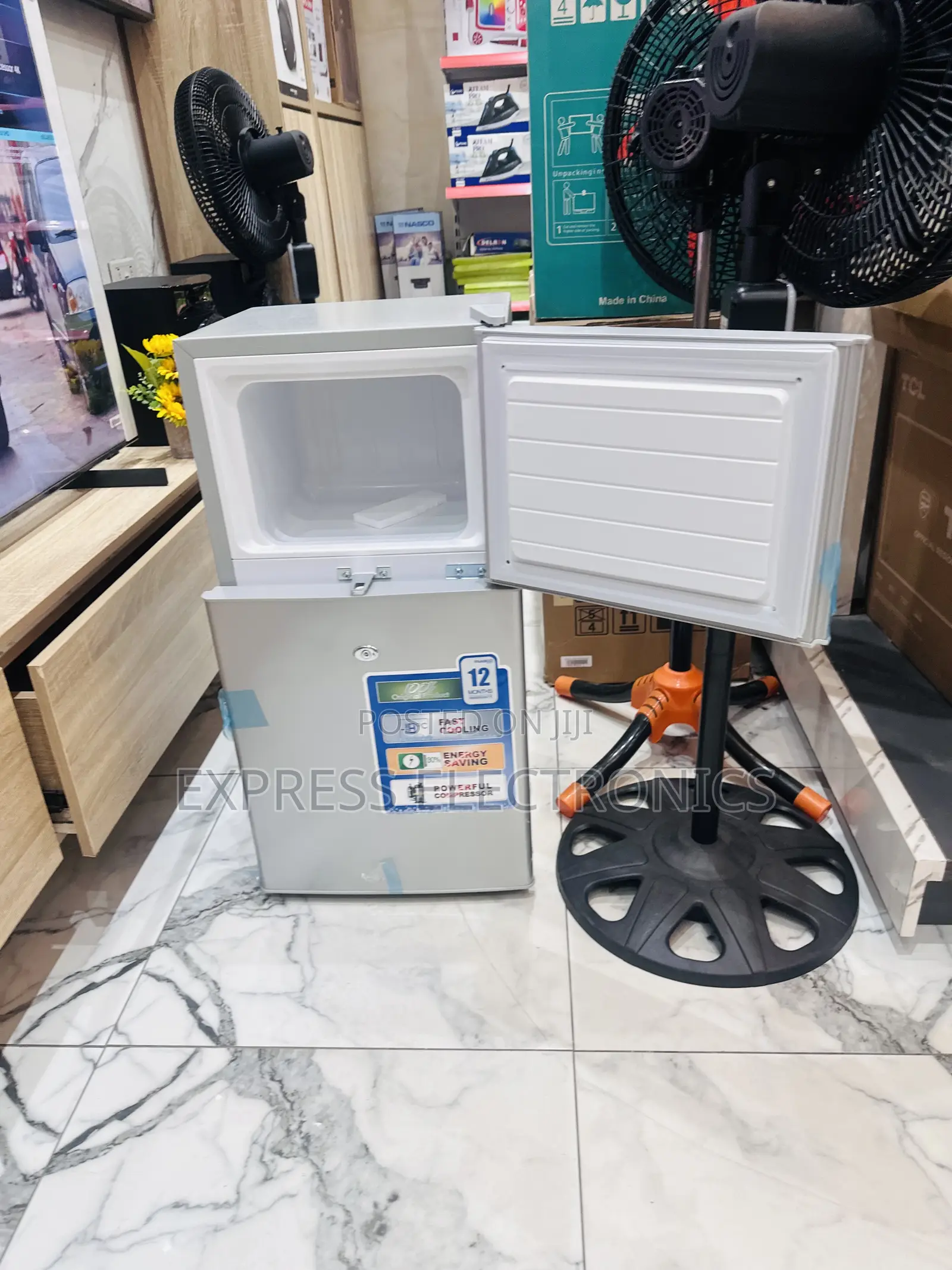 Durable Build Tablet Top Double Door Nasco Fridge Grey