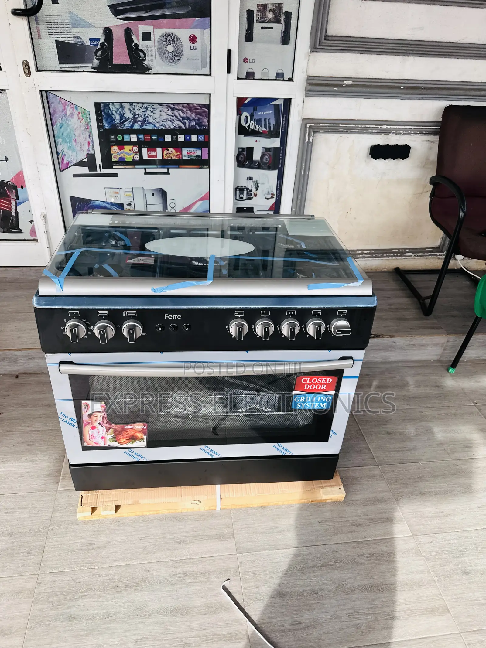 Look Stylish Gas Cooker Oven Black 5burnet 60/90