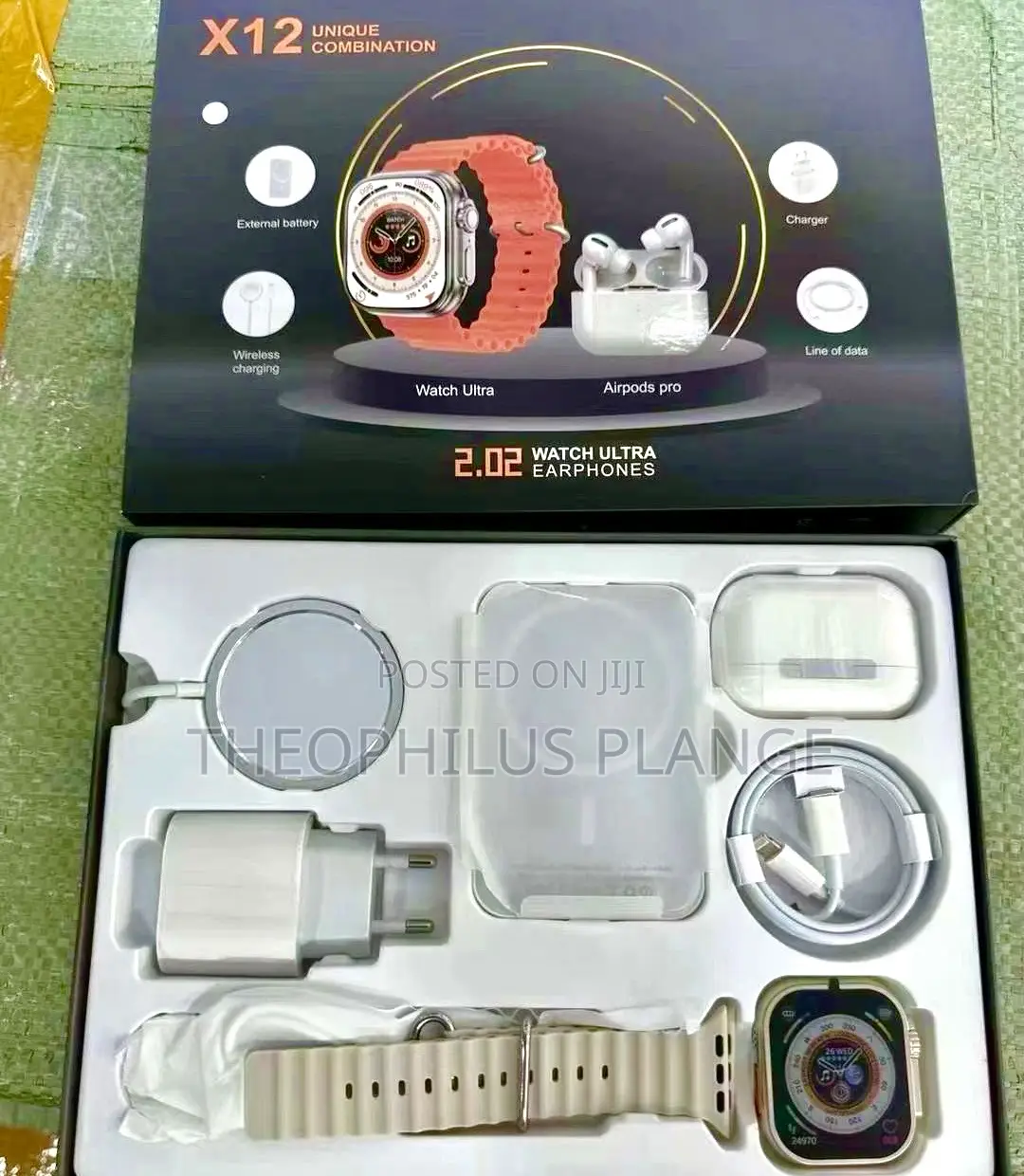 X12 Ultra Unique Smart Watch Set , With Airpods Power Bank