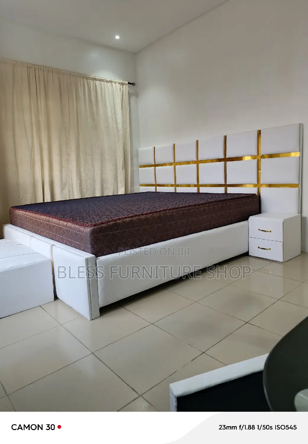 Queen Size Bed Frame With Side Drawers and Ottoman