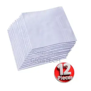 Photo - Dozen of Cotton White Handkerchief