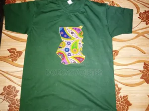 Tshirts Design With African Print.Plain Shirt Available