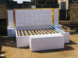 Queen Size Bed Frame With Side Drawers and Ottoman