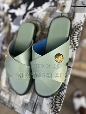 Light Green Leather Slippers
