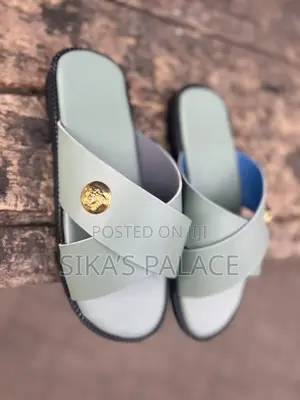 Light Green Leather Slippers