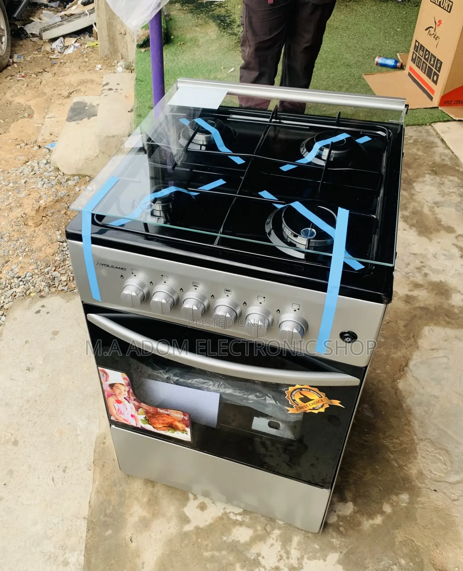 Adorable Volcano 50x50 Gas Oven 4 Burner(Gray).