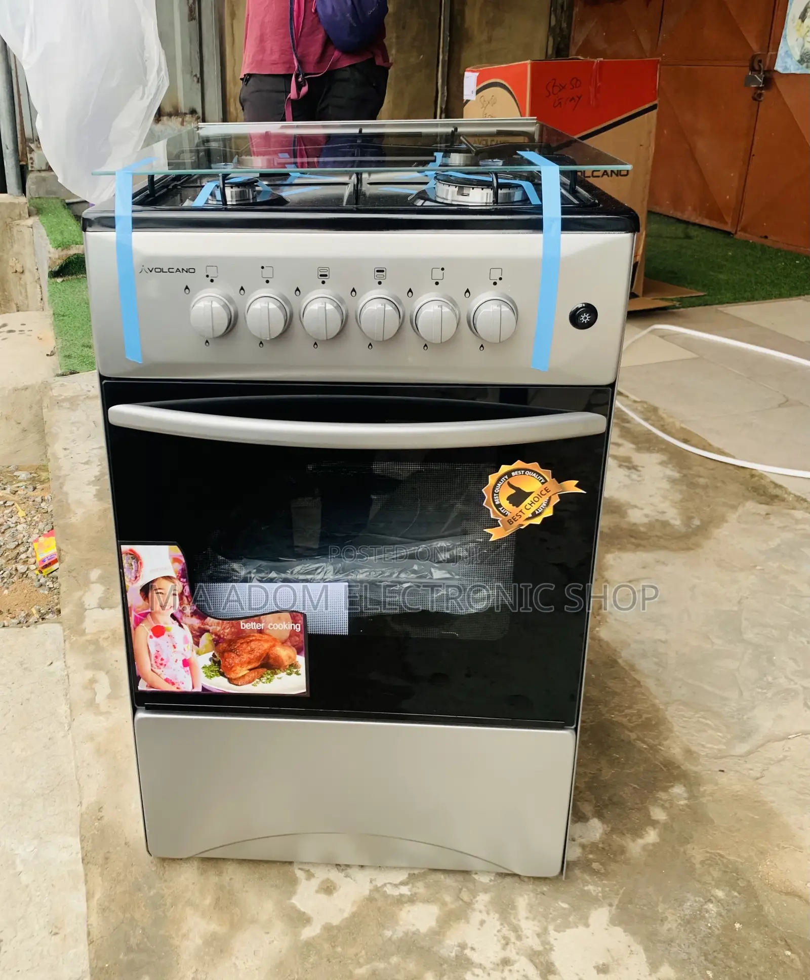 Well Design Volcano 50x50 Gas Oven 4 Burner(Gray).