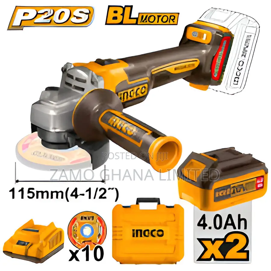 Cordless Angle Grinder 20v 4.5" + 2 Battery - Cagli211542