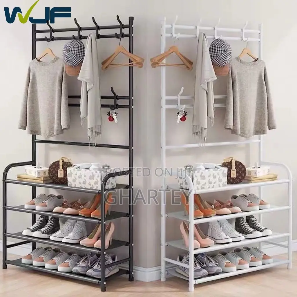 Multifunctional Foldable Hat, Shoe and Coat Rack White