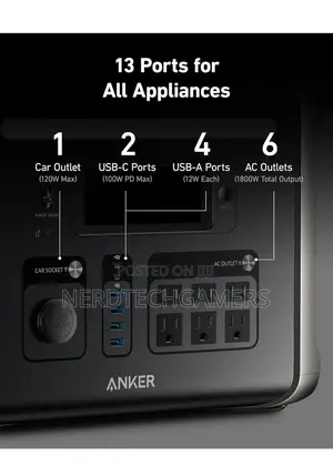 Anker SOLIX F1500 Portable Power Station, 1800W, 1536wh