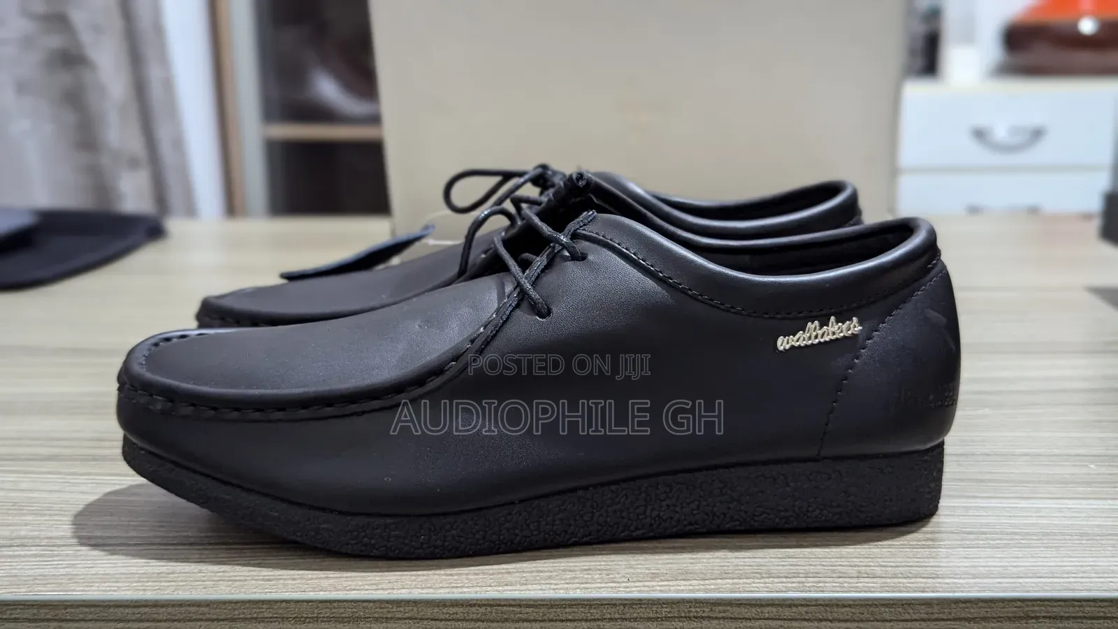 Clarks Wallabee Black Leather Shoes
