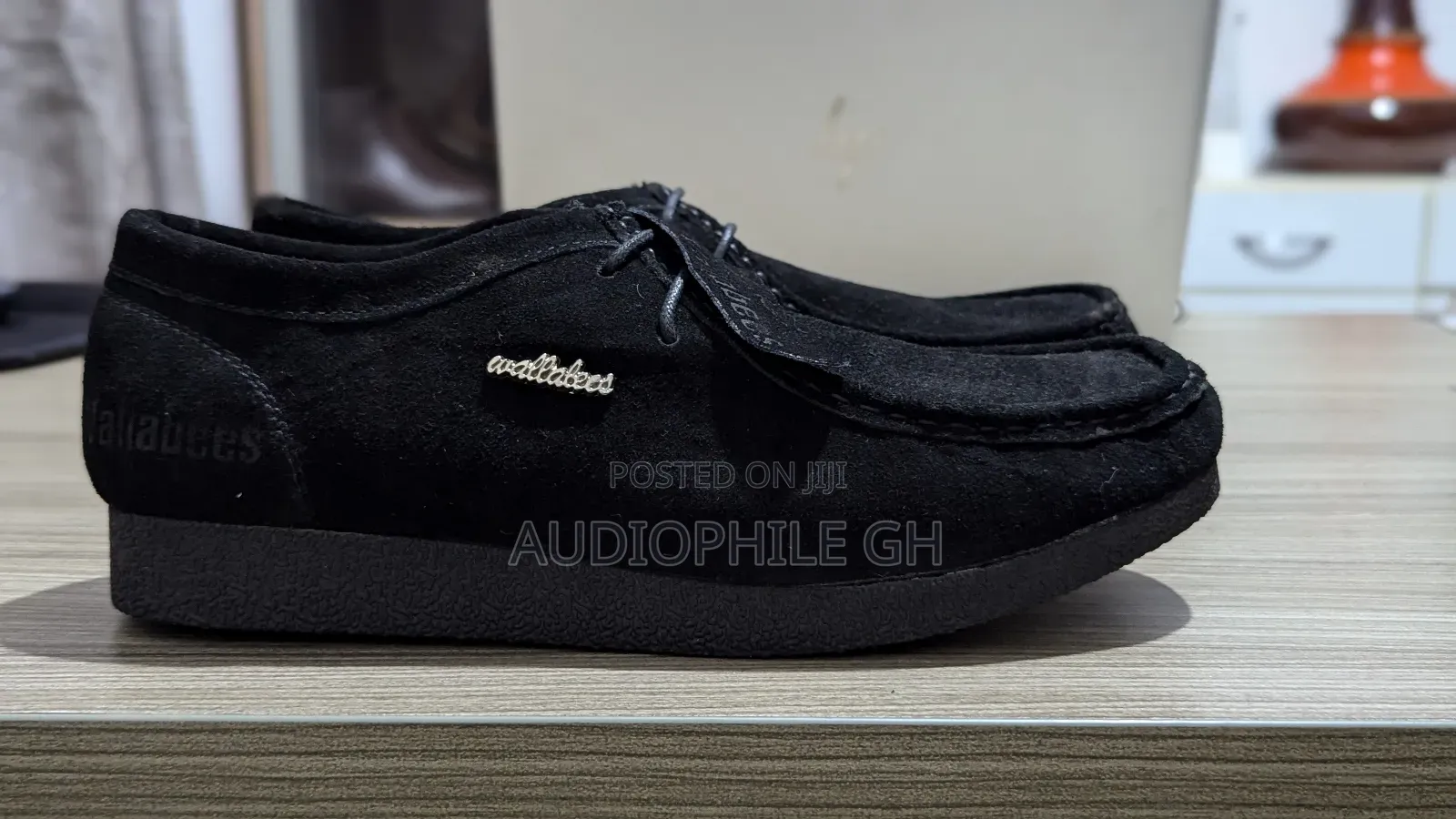 Clarks Wallabee Black Leather Shoes