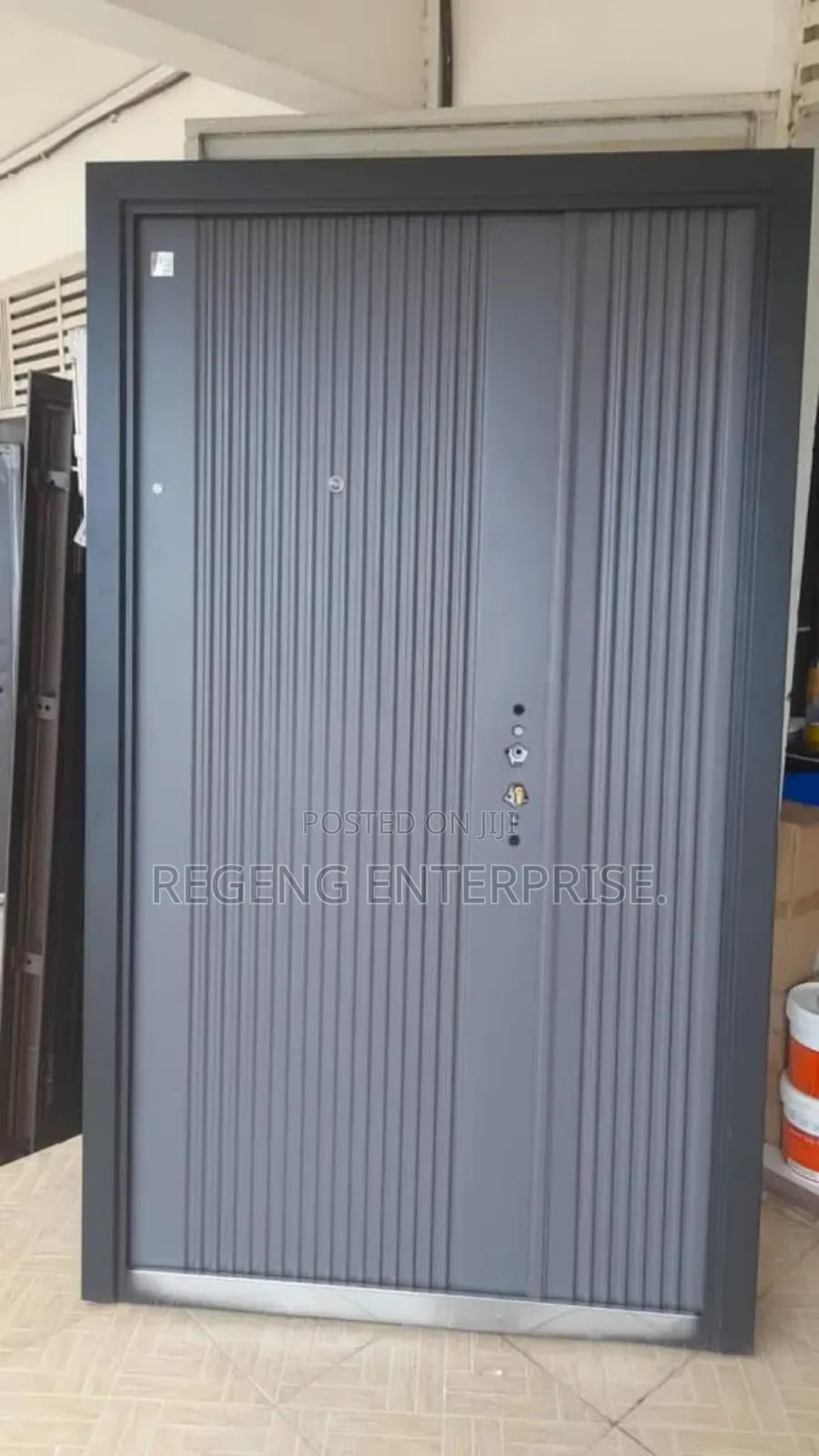 Gray One and Half Security Door With 12 Locks.