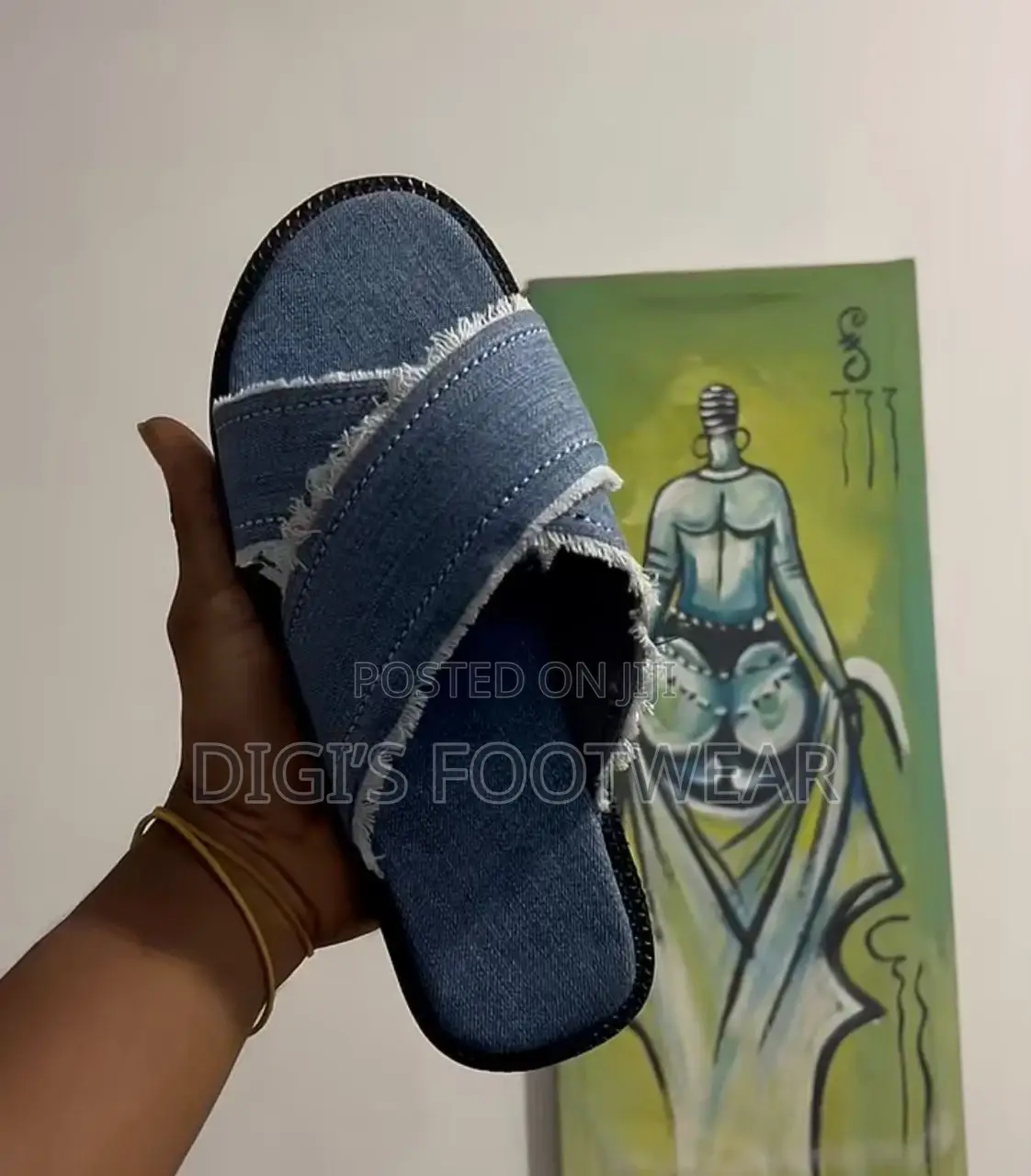 Blue Jeans Crossed Slippers