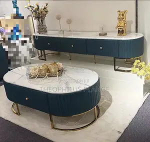 Luxury Living Room Glass Modern Tv Stand Center Table Set