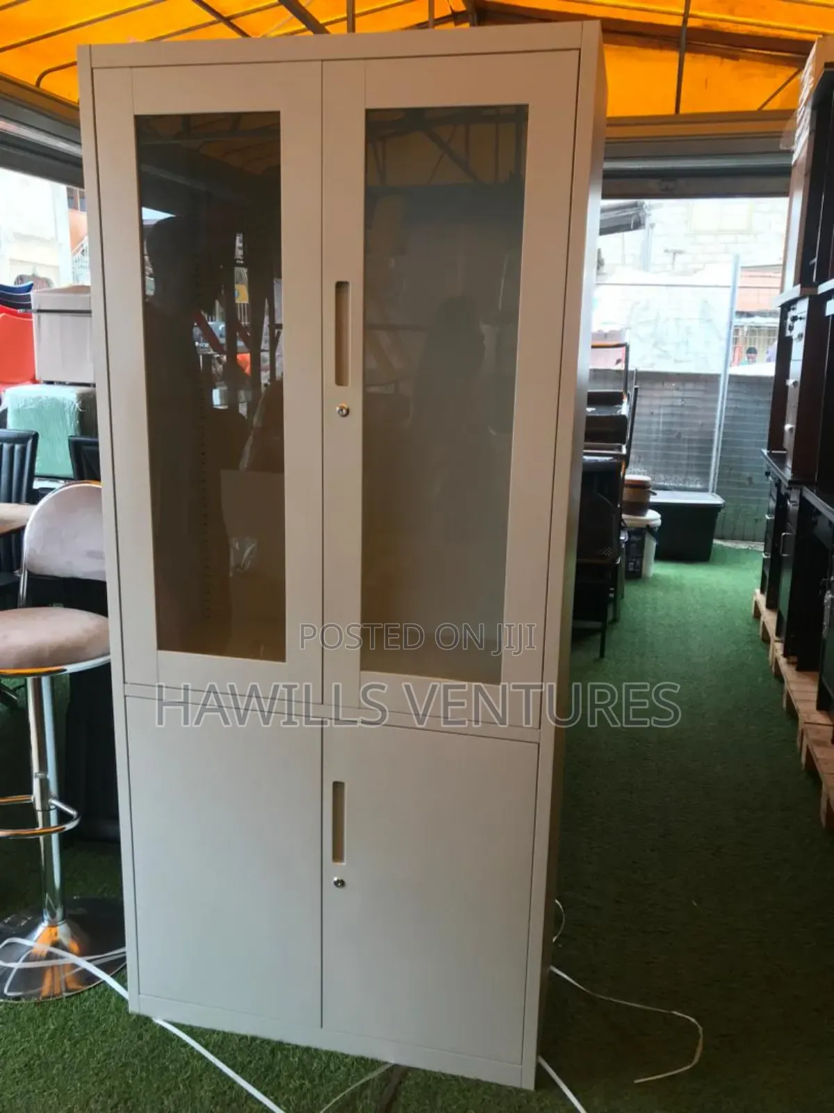 Metal Cabinet Half Glass
