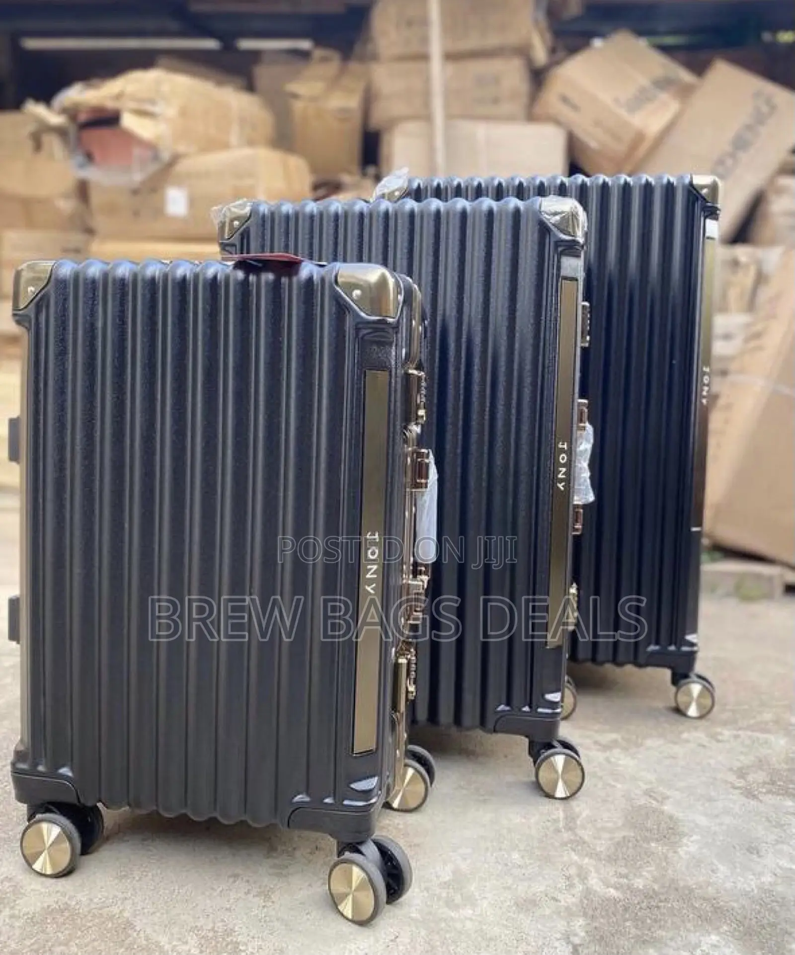 Branded Jony 3set Black Purely Lock Aluminum Trunk Suitcase