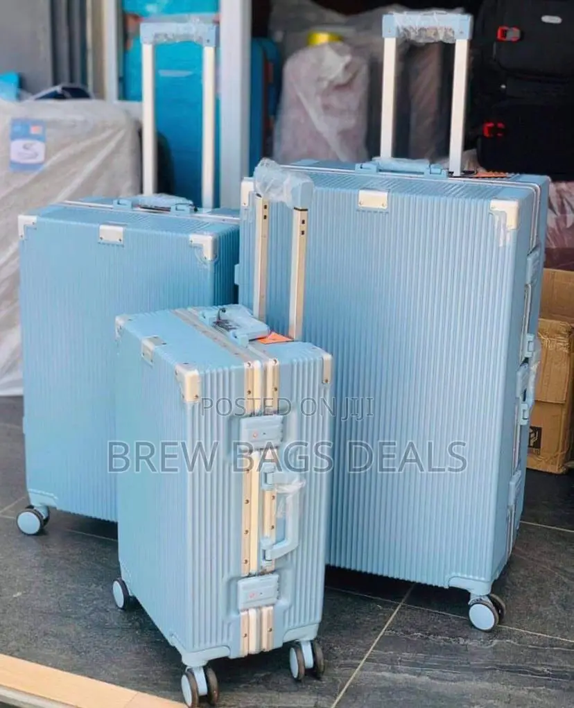 Branded Seablue 3set Purely Locks Aluminum Suitcase Bag