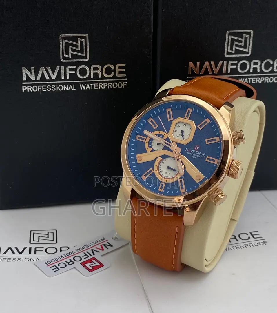 Genuine Leather Men’S Naviforce Watch