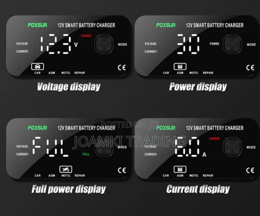 Car Battery Charger,12v, Intelligent Pulse Repair With LCD
