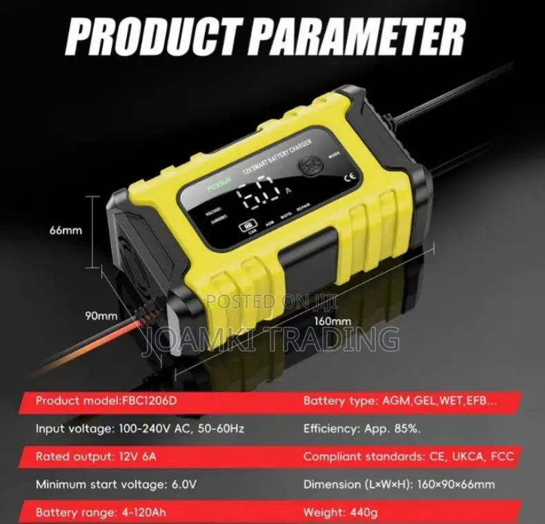 Car Battery Charger,12v, Intelligent Pulse Repair With LCD
