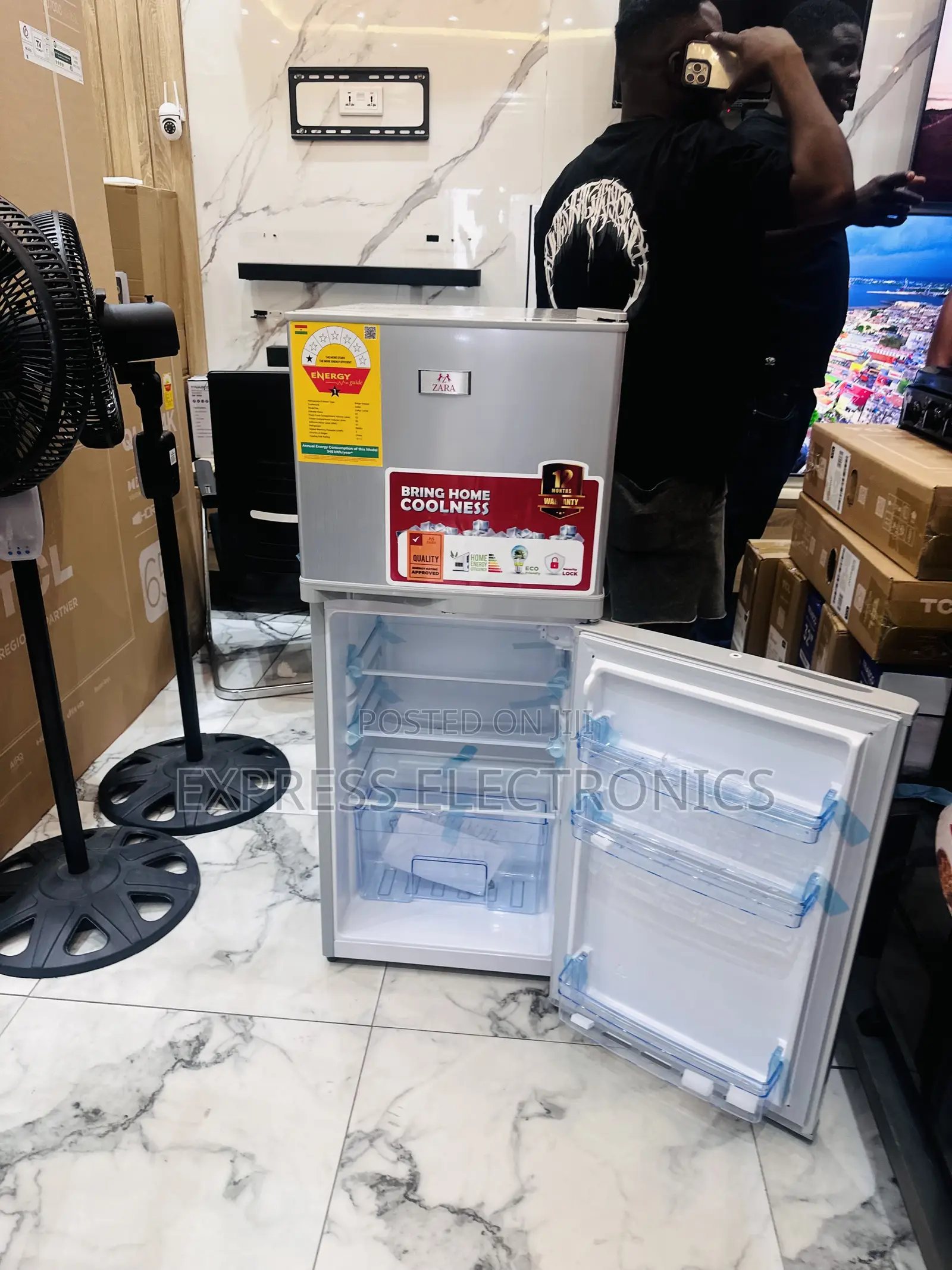 Available Now Zara 14TM Double Door Fridge Grey.