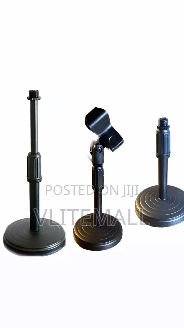 Adjustable-height Microphone Desk Stand With Mic Clip/Holder