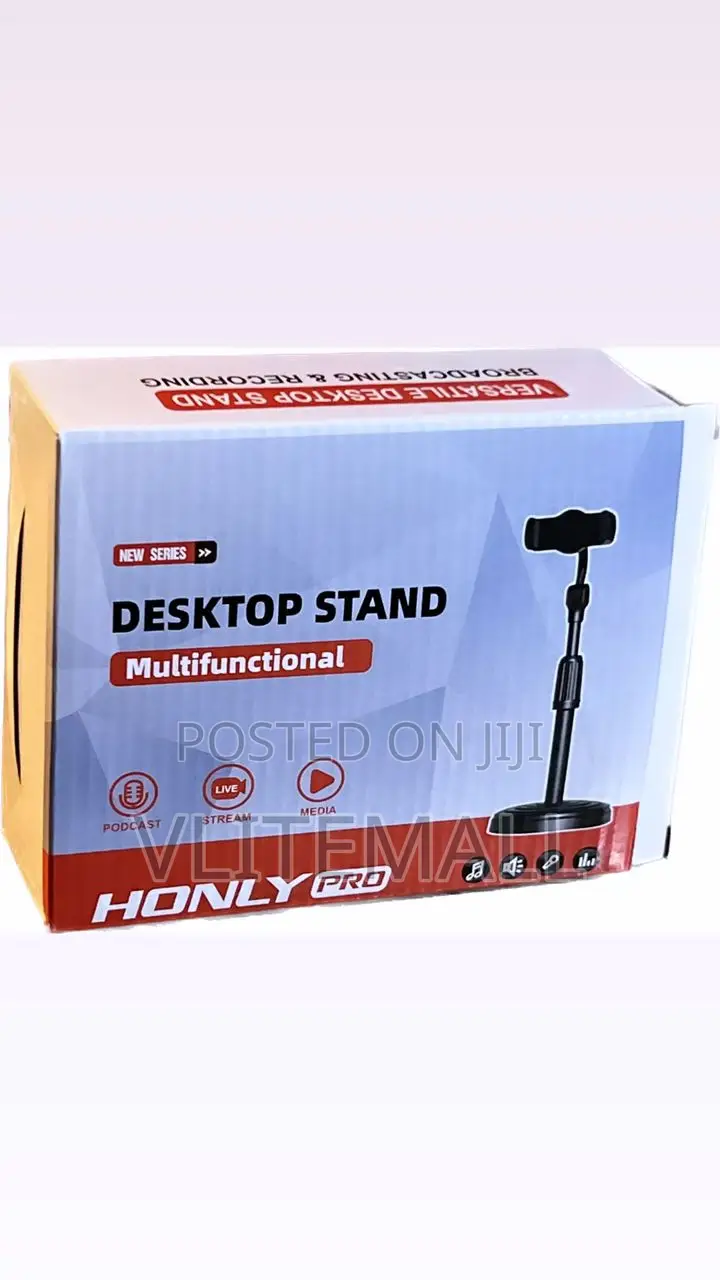 Adjustable-height Microphone Desk Stand With Mic Clip/Holder