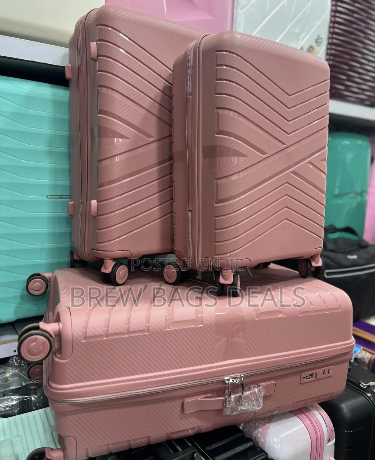 Purely Anticrack 3set Rosegold Suitcase for Traveling