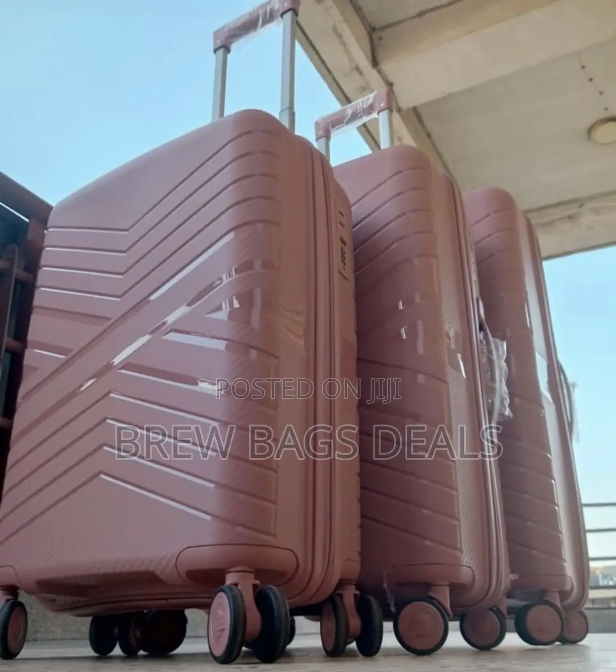 Purely Anticrack 3set Rosegold Suitcase for Traveling