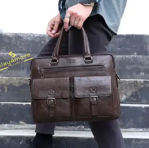 Pure Light Brown Mens 15.6 Inches Laptop Bag Wid Strap.