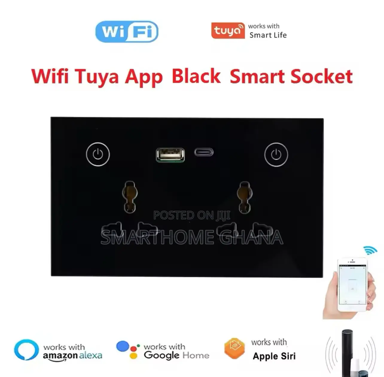 Smart Wall Socket With Type C - Double Outlet