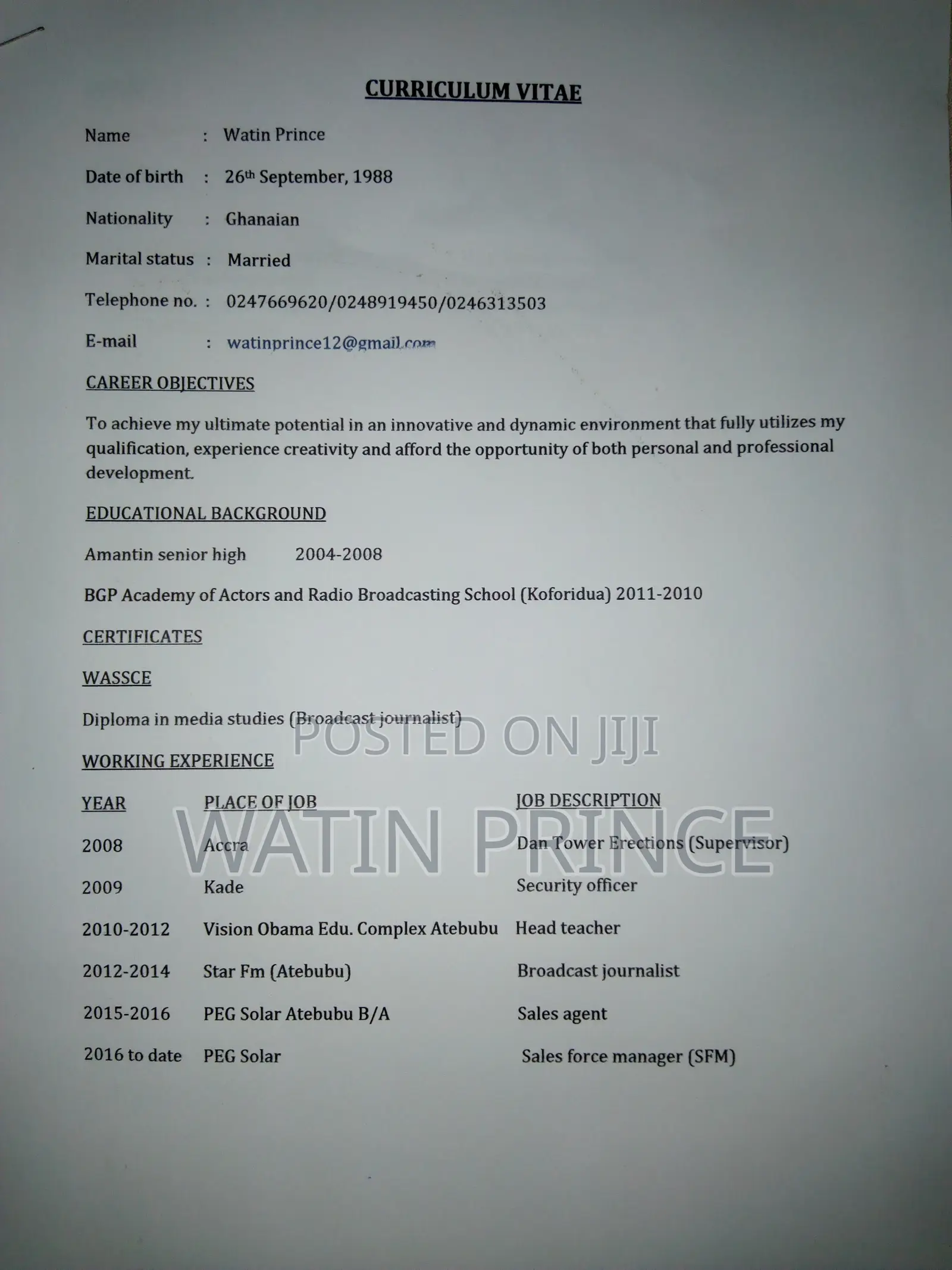 Sales Force Manager (PEG SOLAR GHANA)