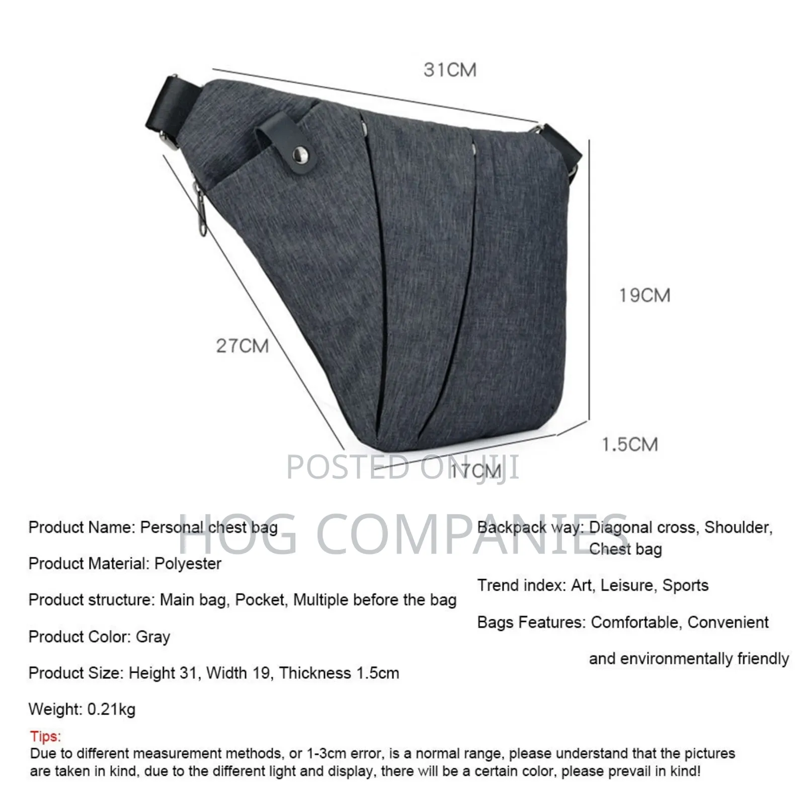 Waterproof Unisex Chest Side Bag