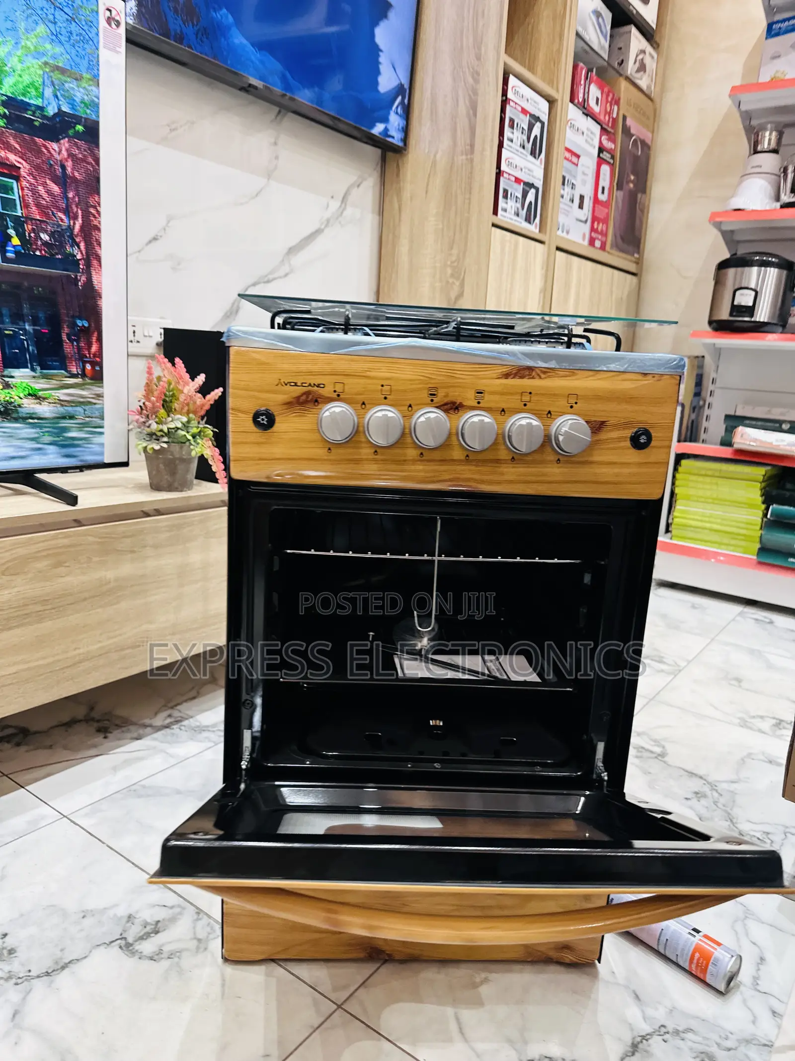 Auto Ignition Switch Wooden Like Gas Stove Oven 4burner