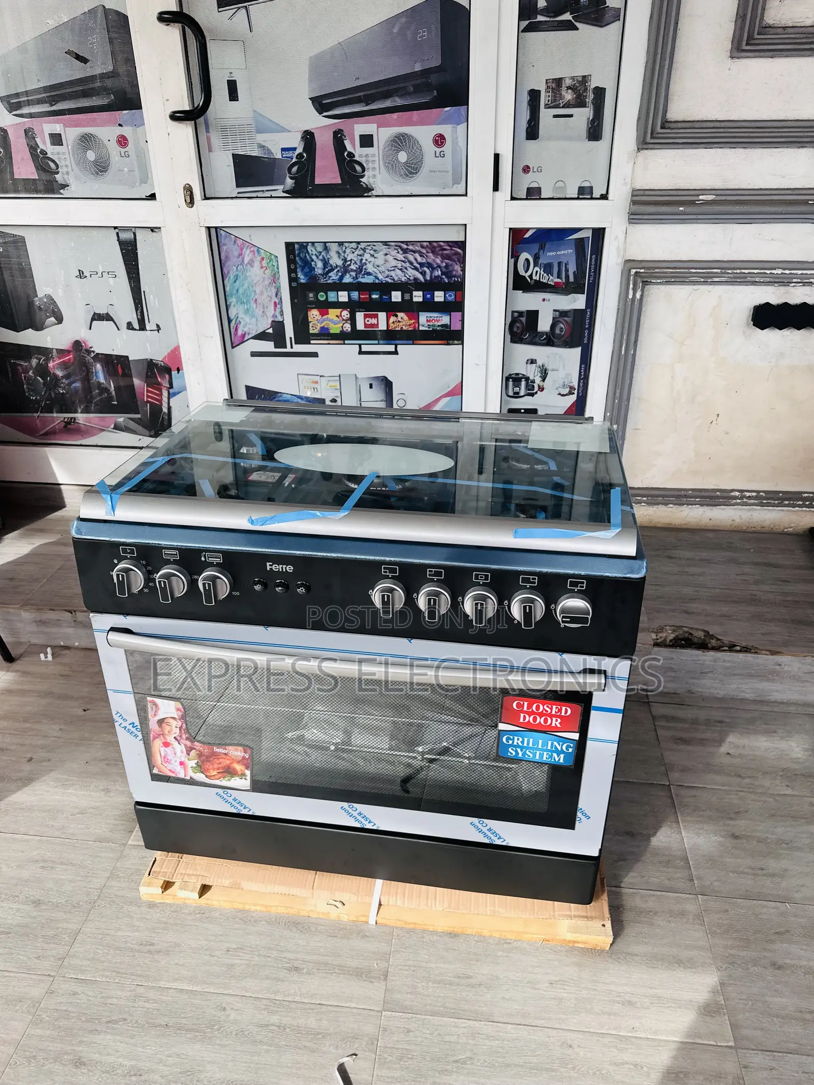 Inox Black 5burner Gas Cooker Oven Ferre 60/90 *