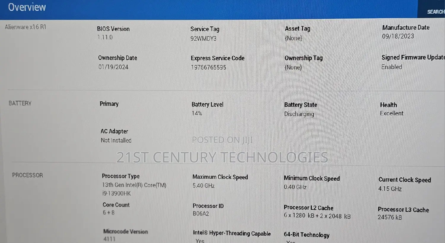 Laptop Dell Alienware M16 R1 32GB Intel Core I9 SSD 1T