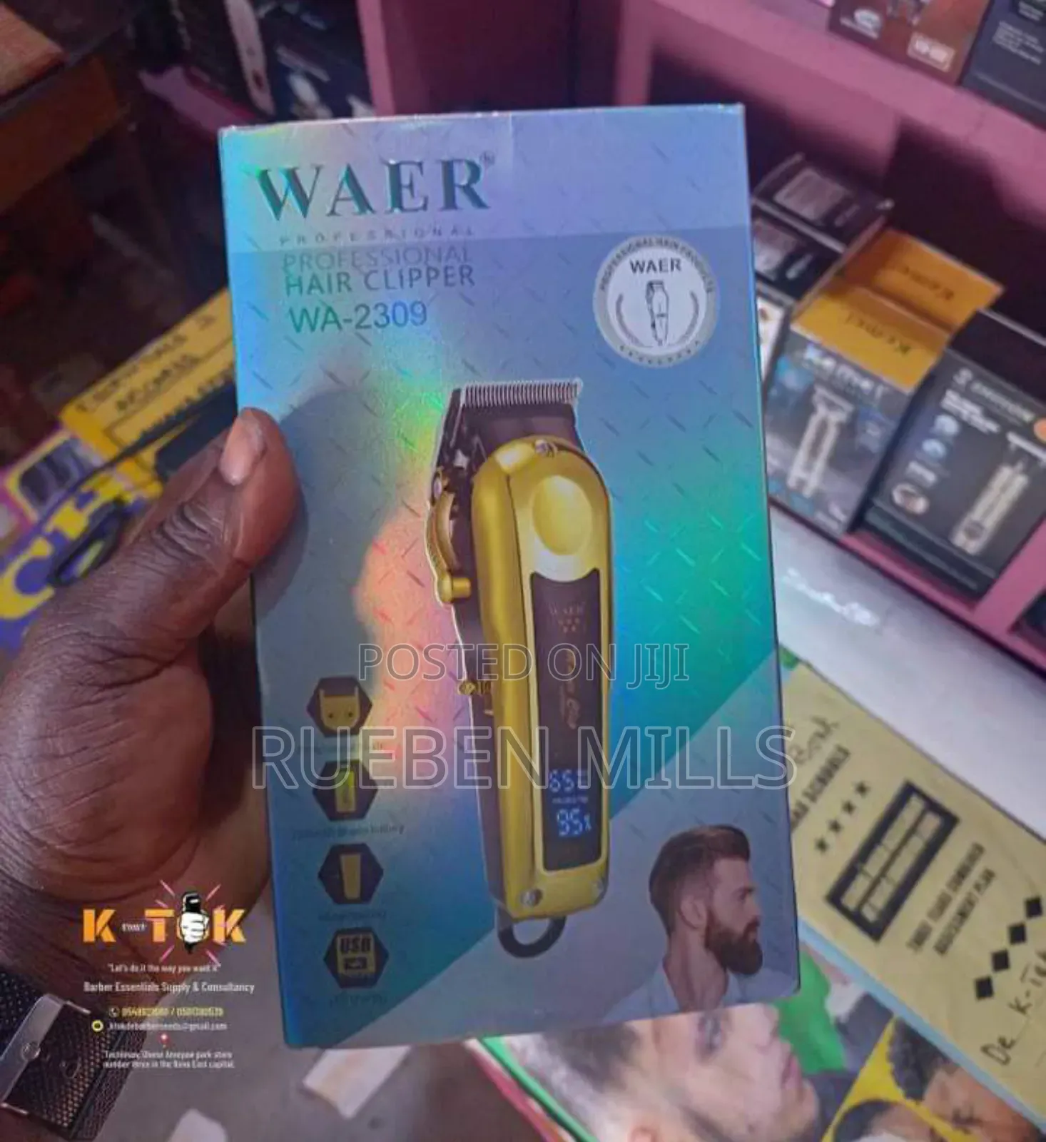Gold Waer Barbering Machine Hair Clipper Rechargeable WA2309